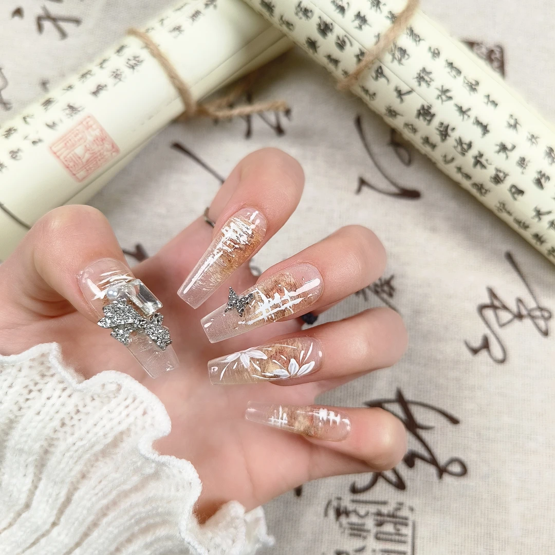 【暮云归】国风水彩手绘穿戴甲