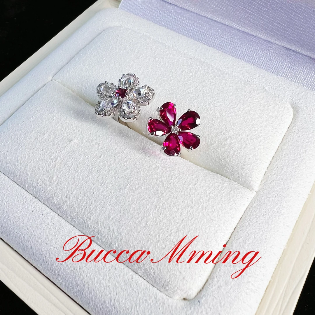 合金戒指 Mming鸽雪红花双花朵戒指