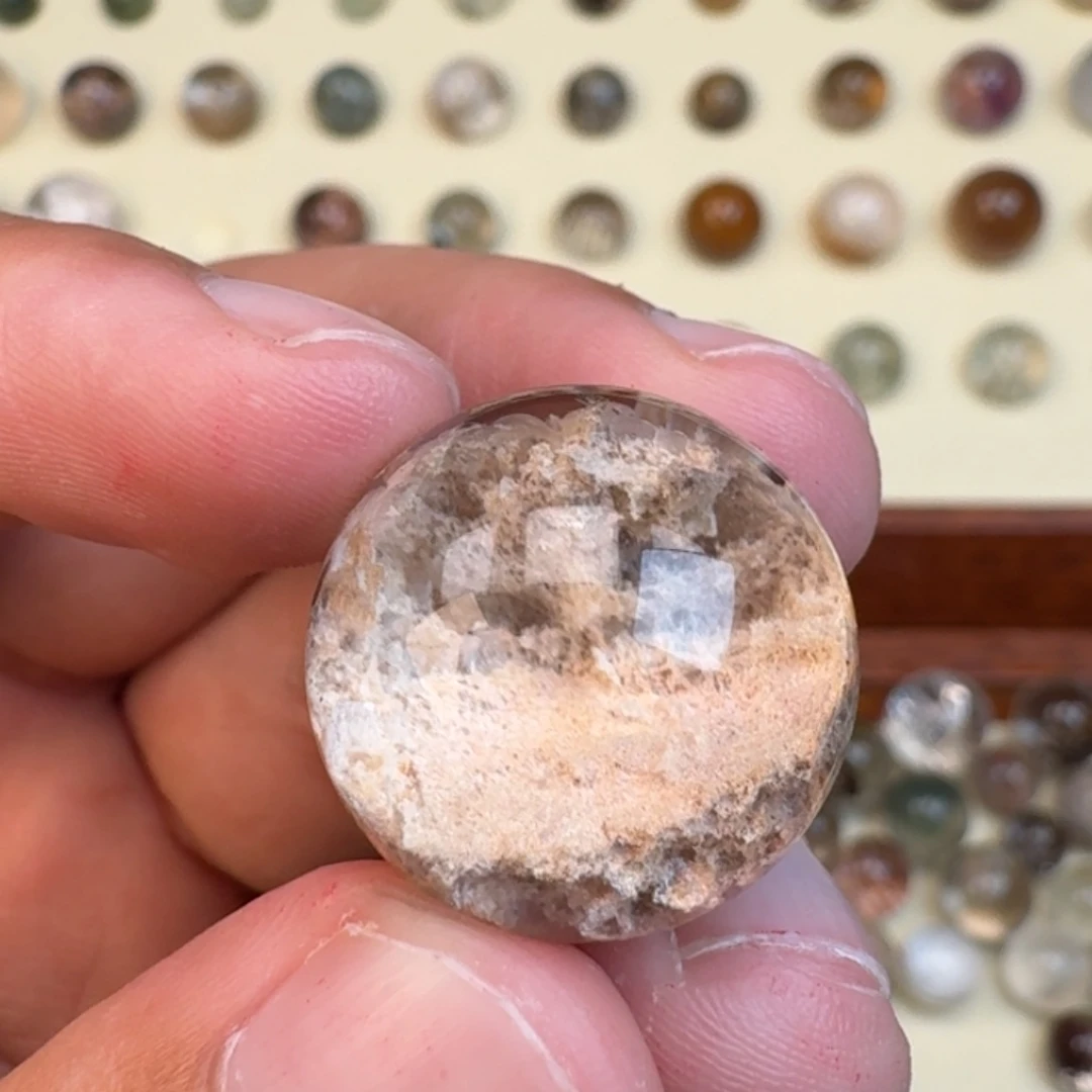 未镶嵌水晶珠宝半成品黄白幽灵21.1mm