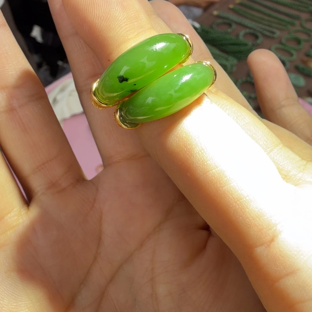 和田玉银S925镶嵌颈饰碧玉戒指门总F多样性拍一发一