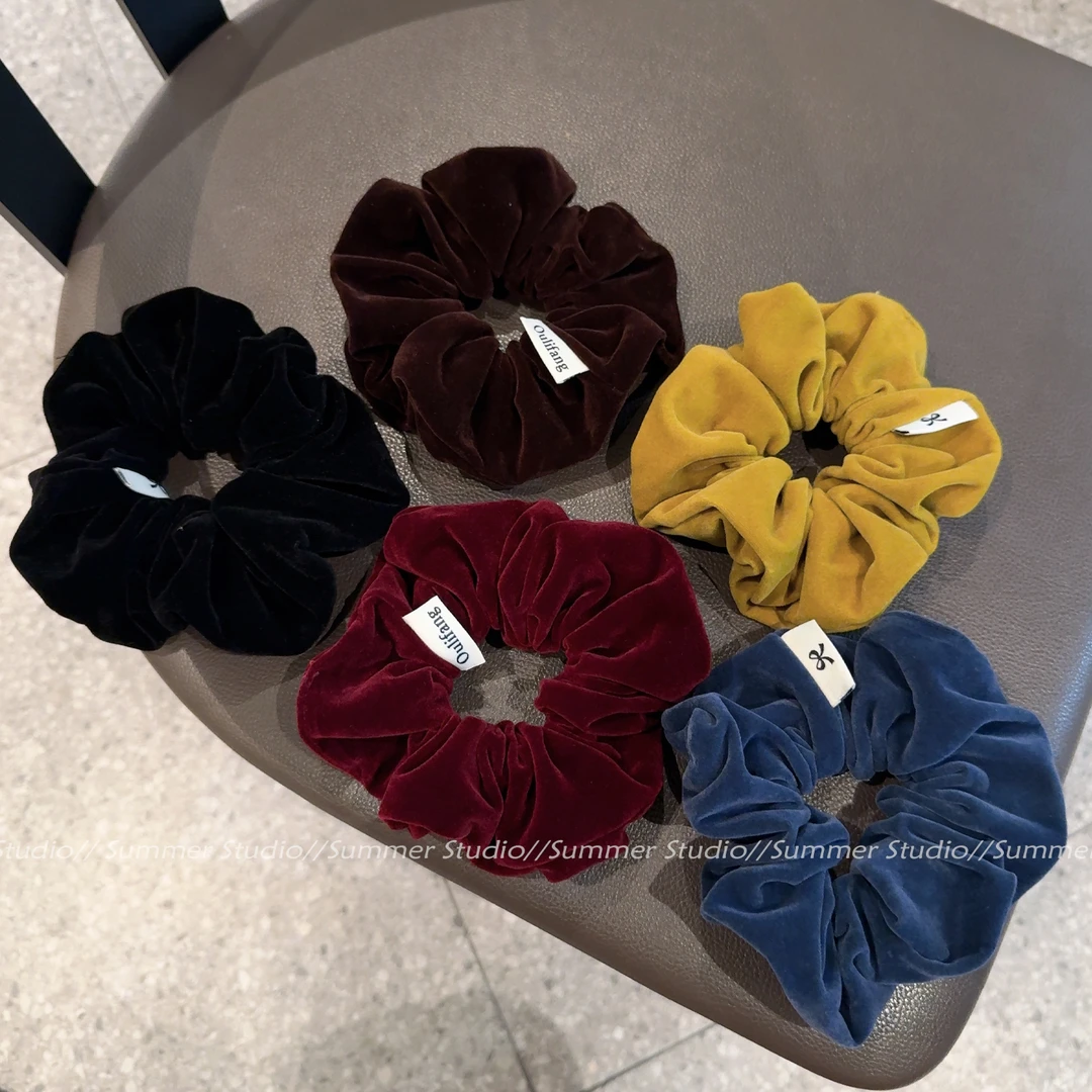 5色大肠圈丝绒纯色基础发箍女显发量发圈不扯头发不伤发头绳洋气