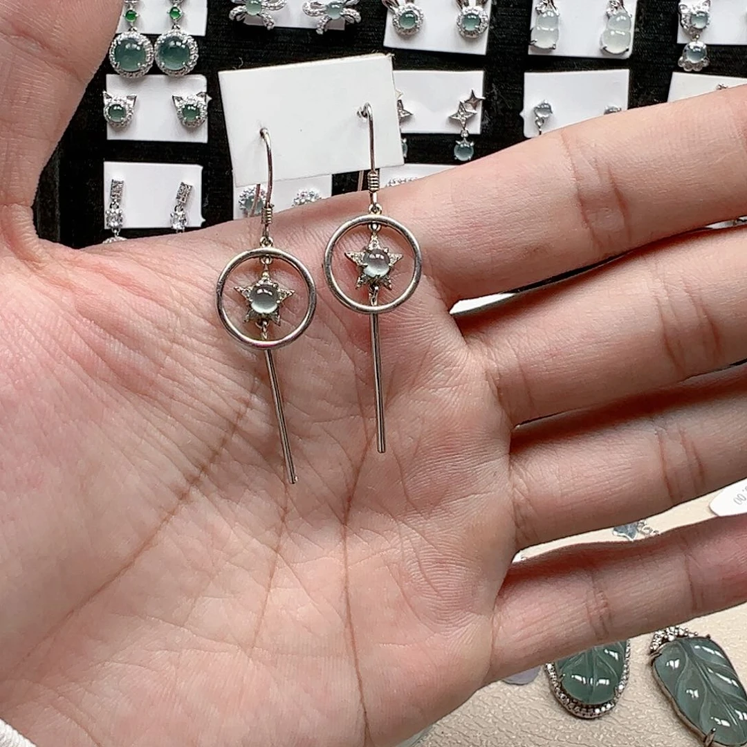 翡翠手链银S925镶嵌起*天然翡翠