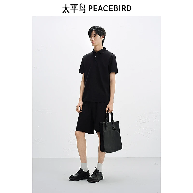 【商场同款】太平鸟男装 含桑蚕丝翻领短袖t恤POLO衫男B1COF2414