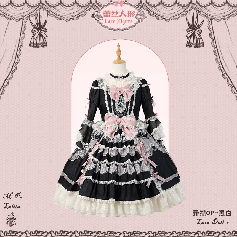 杭州门店花与珍珠匣蕾丝人形原创Lolita cla系优雅印花裙