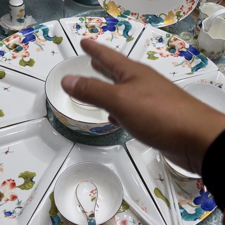 骨瓷荷塘套装哇塞