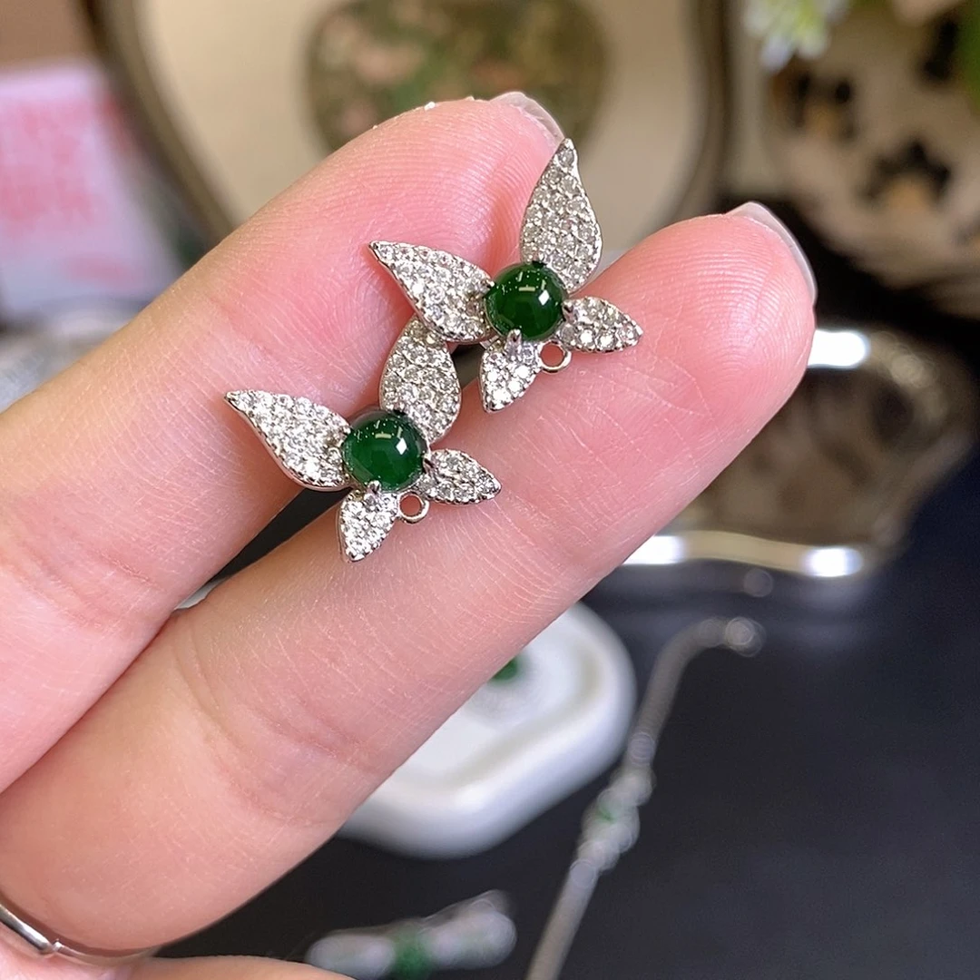 翡翠戒指银S925镶嵌小****4翡翠