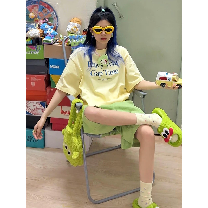 【字母印花】日系休闲简约睡衣女夏季新款短袖短裤可外穿家居服套装