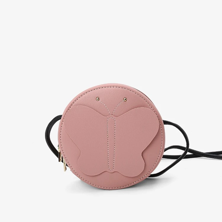 HONGU/红谷新款纯色时尚休闲圆饼包女士单肩斜挎包可爱潮流圆包