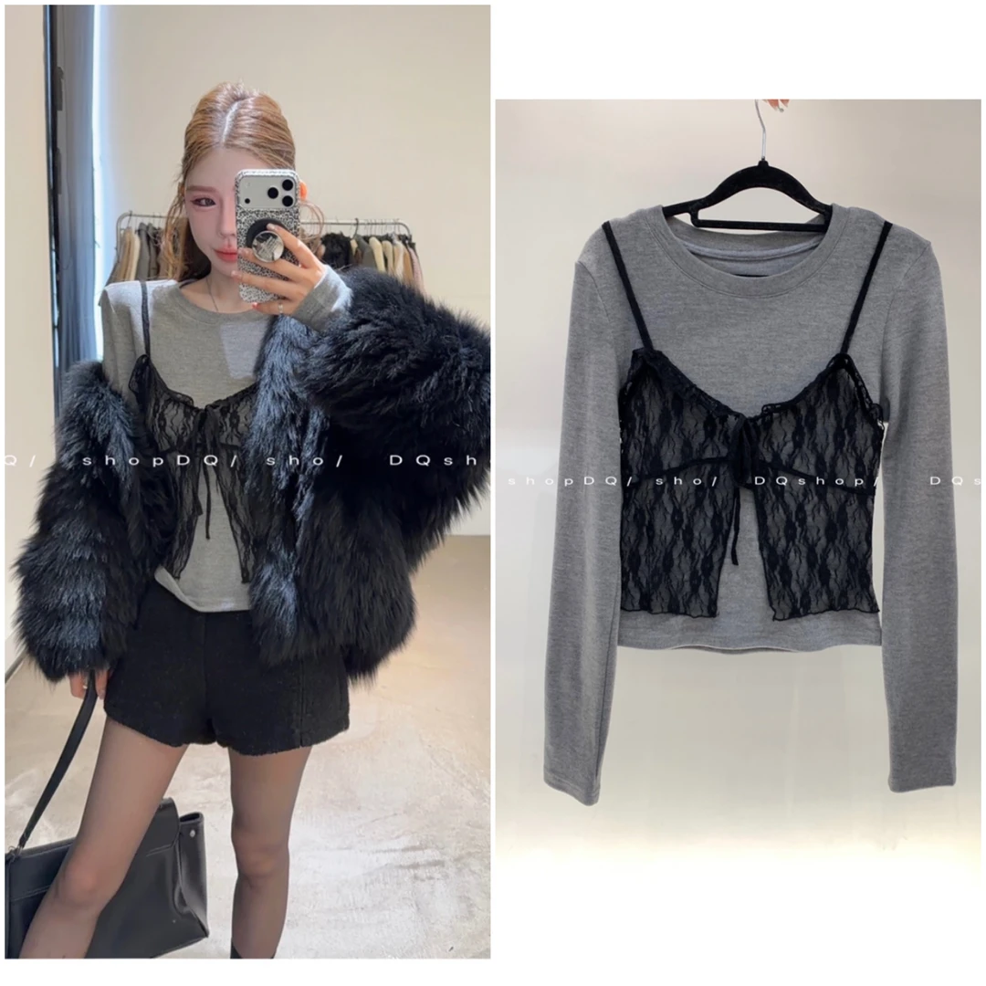 【 珍妮小姐】 拼蕾丝T恤