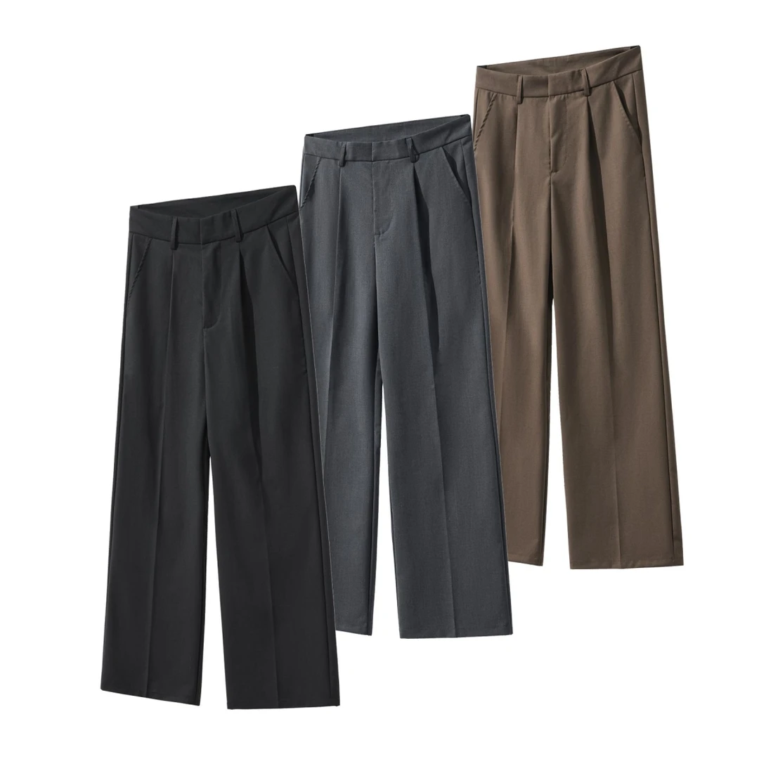 SAVE TODAY春夏新款TR分褶A字休闲阔腿宽松直筒休闲西裤cleanfit