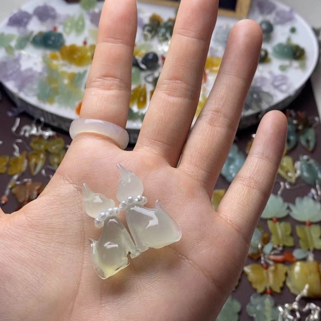 嘟***嘟蛇纹石玉合金耳饰/颈饰