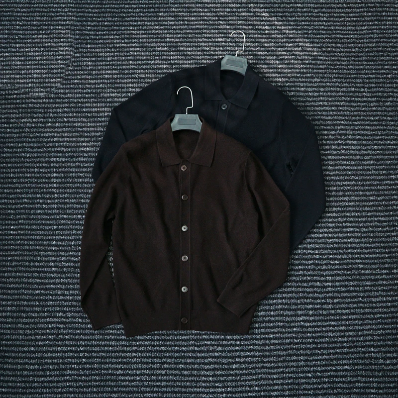 CssuGent早秋针织翻领开衫男时尚绅士通勤商务痞帅毛衣