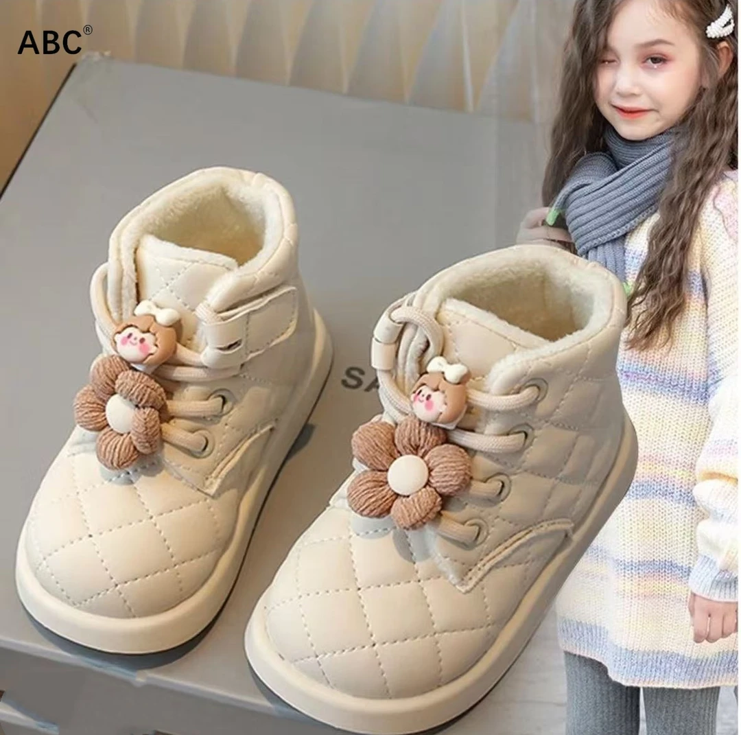 ABC女童大棉潮款秋冬新款加厚儿童鞋女孩冬季加绒棉靴保暖雪地靴