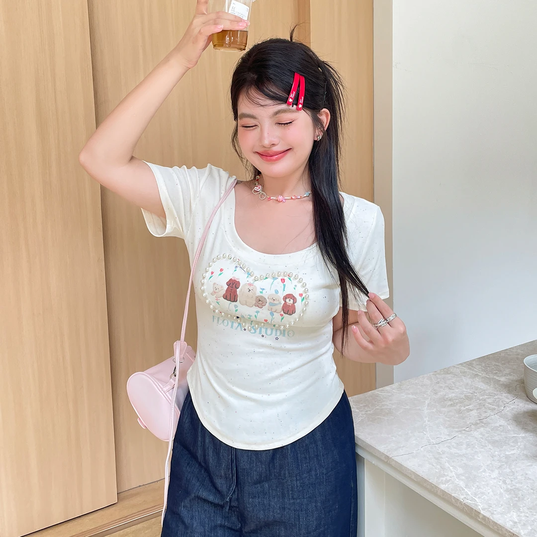 【现现专场】夏季穿搭别致漂亮掐腰上衣胖mm大码女装正肩短款t恤