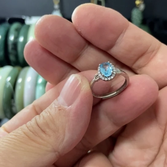 托帕石戒指银S925镶嵌