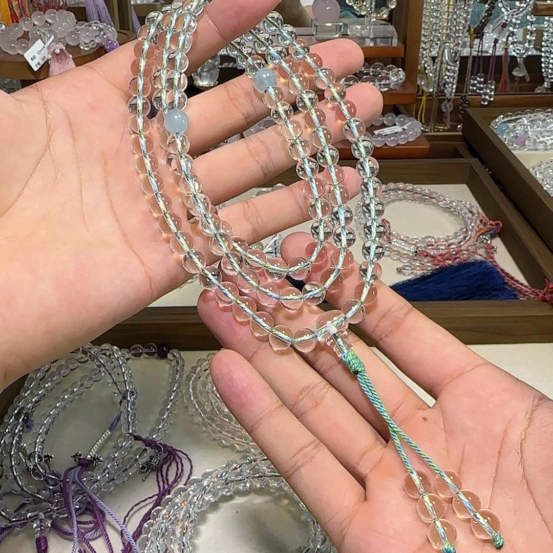 水晶手串未镶嵌倩*迪白水晶108