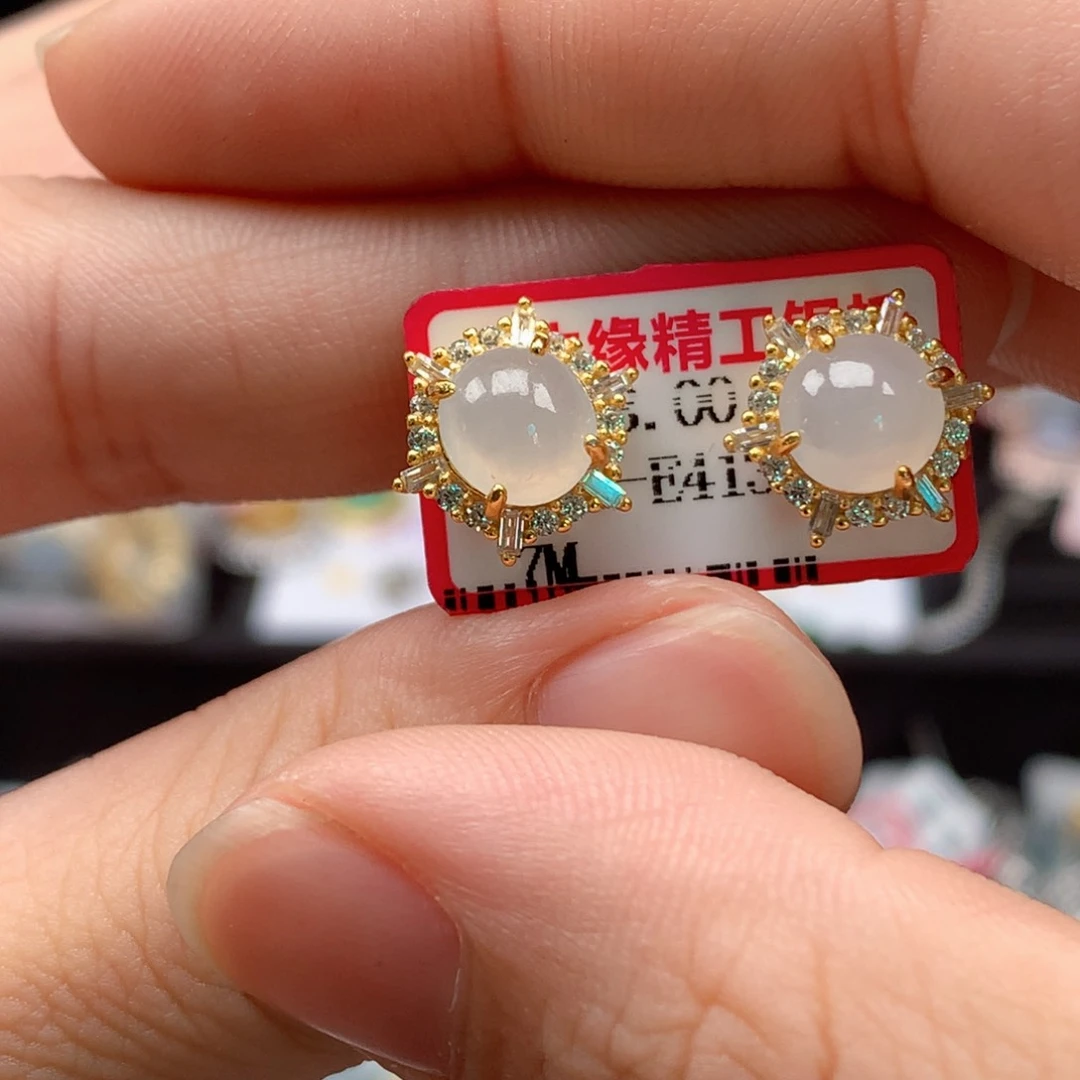 翡翠戒指银S925镶嵌天然翡翠吊坠