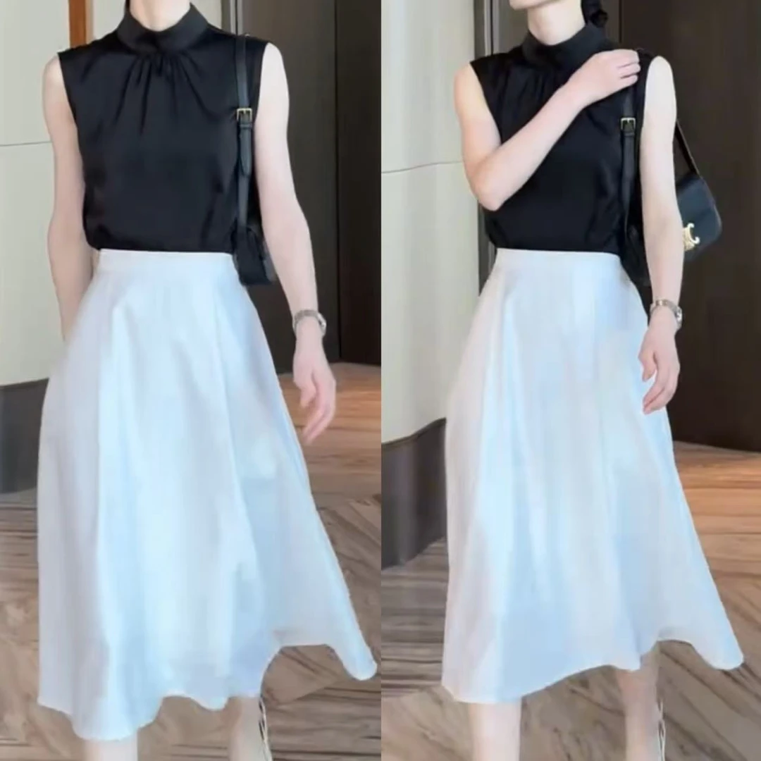 2025春夏新款时尚显瘦气质女士网红洋气两件套百搭款D6034