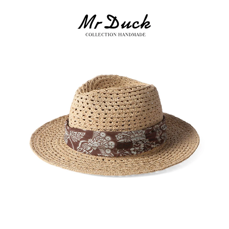 Mr DUCK时髦马达加斯加25新款夏手工礼帽巴拿马拉菲女男夏日穿搭