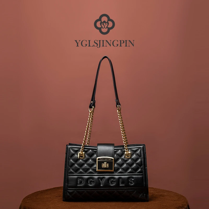 YGLS 轻奢品牌菱格链条时尚斜挎单肩包6047 长30高20厚11