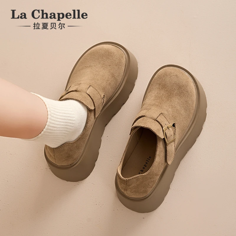 拉夏贝尔复古勃肯鞋厚底增高2025高跟鞋子女款英伦风时尚博肯圆头