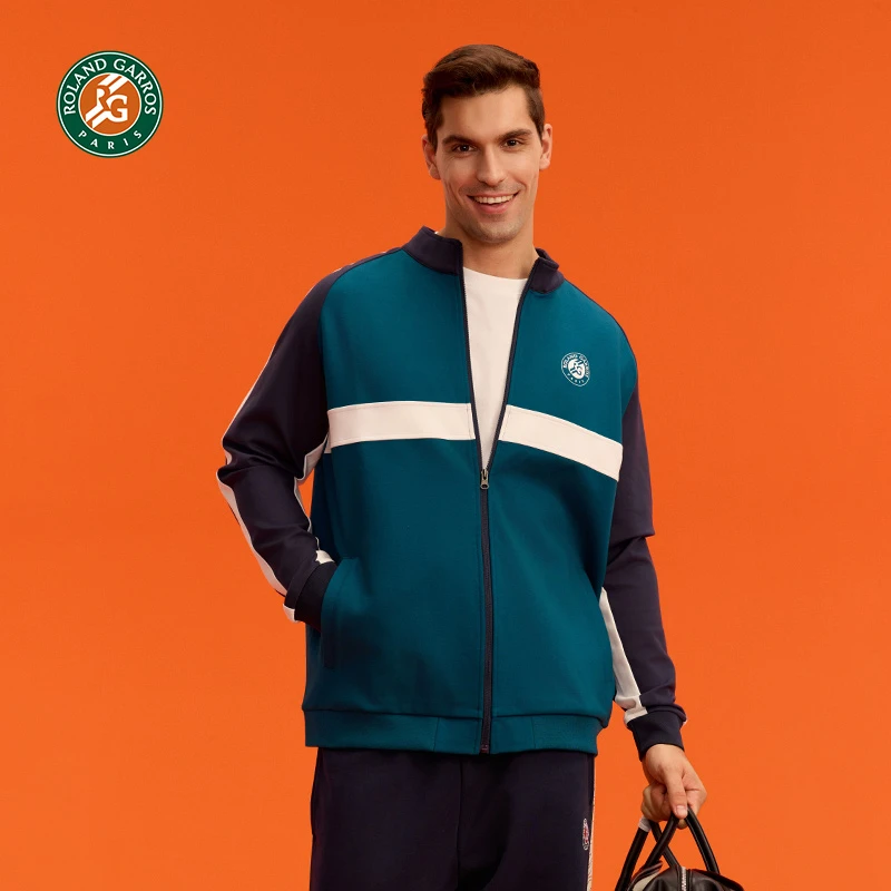 罗兰加洛斯法网男士开衫外套24年秋撞色弹力网球运动针织网球服