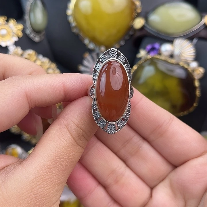 琥珀银S925镶嵌裸石
