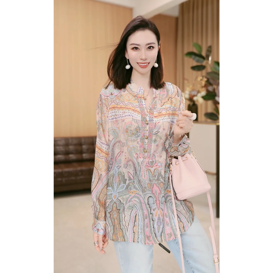 林果&季得 【小城夜色】时尚减龄气质百搭女士长袖款T恤