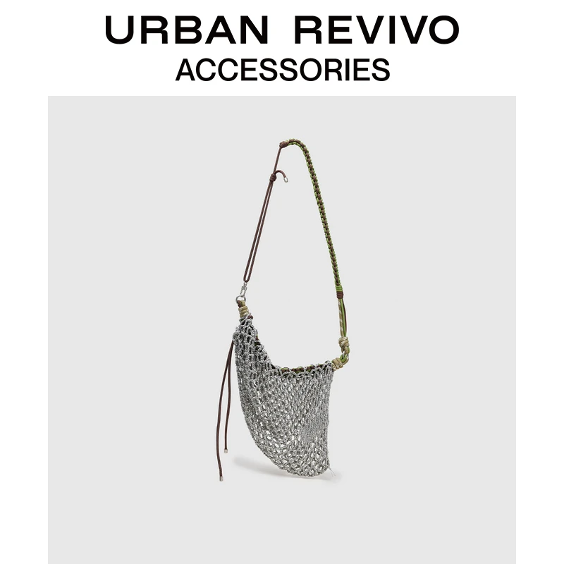 URBAN REVIVO2025夏季新款男士撞色编织绳编斜挎包UAMB50054
