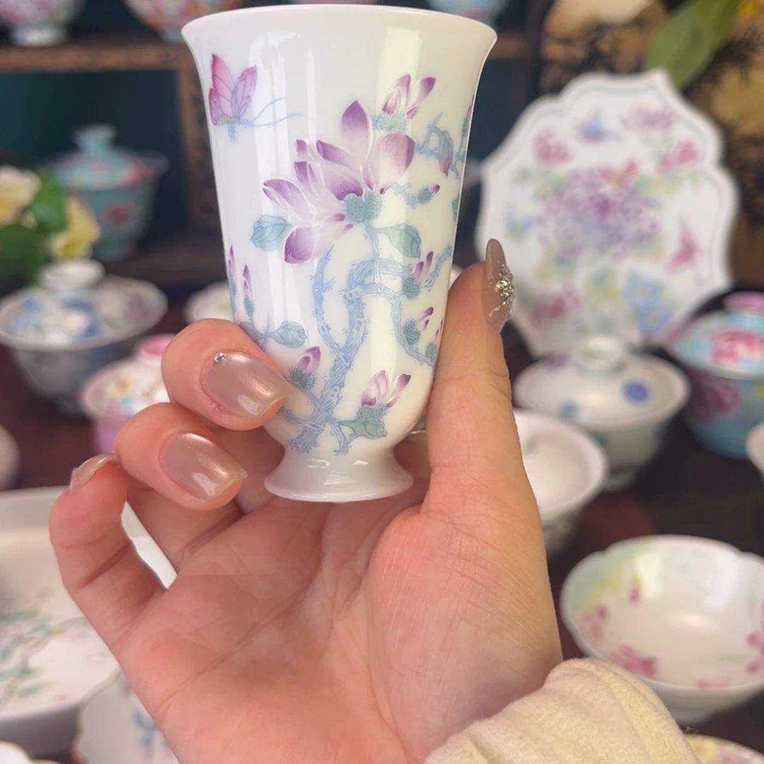 陶摆件景德镇陶瓷茶杯手绘