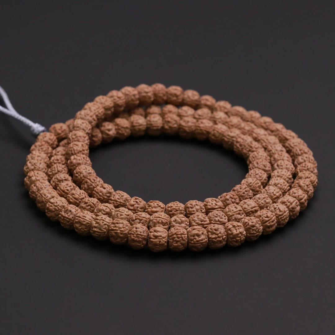 S5675【闷墩盘龙】藏式褐皮盘龙纹小金刚108长串文玩手串