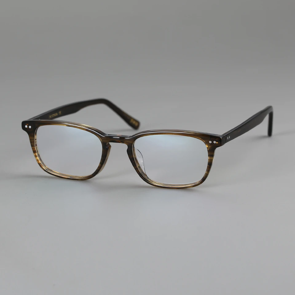 青雉作日式稳重方框棕色通勤矮框板材小框眼镜中性圆脸高度数手工