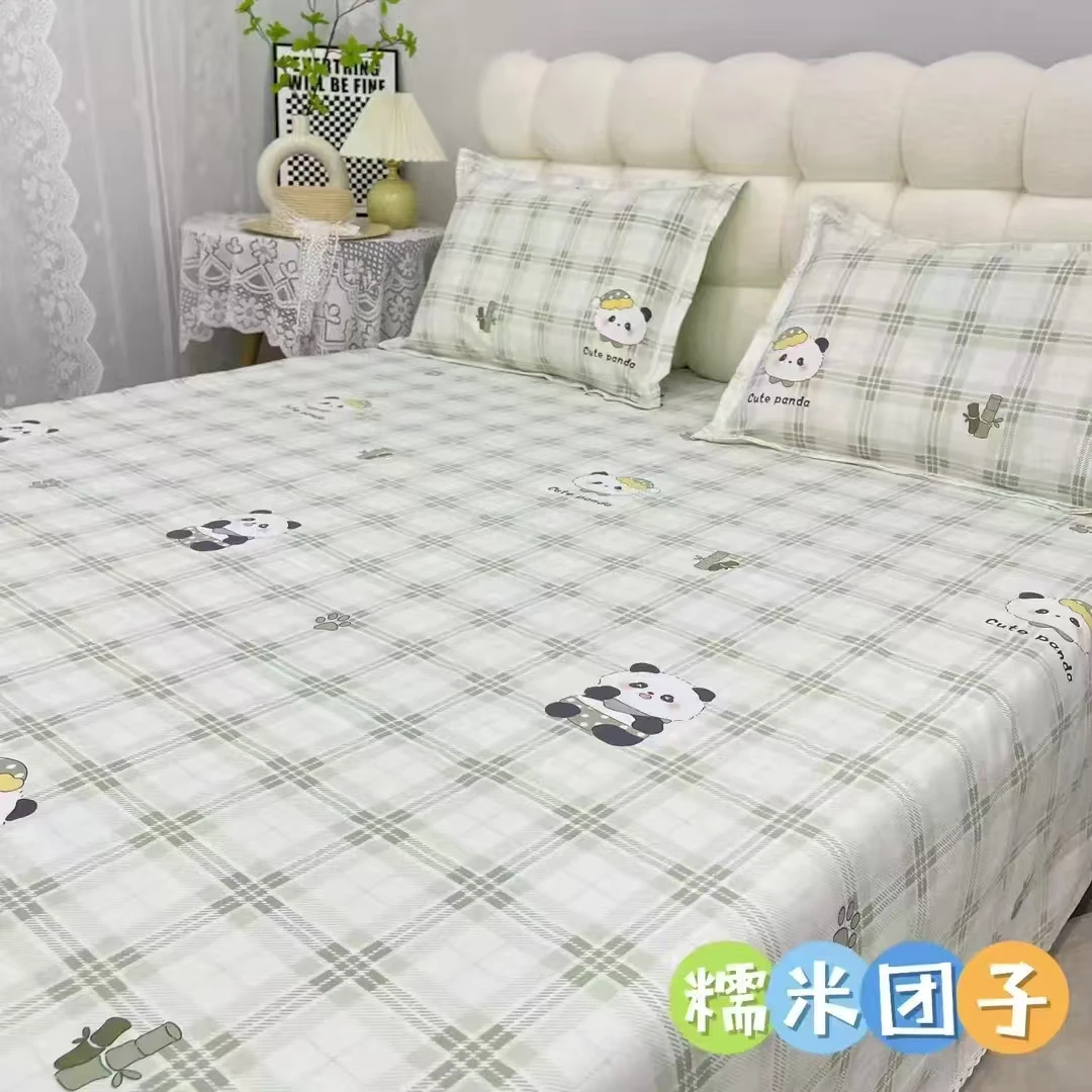 原棉老粗布三件套吸汗透气夏季花边床品套件