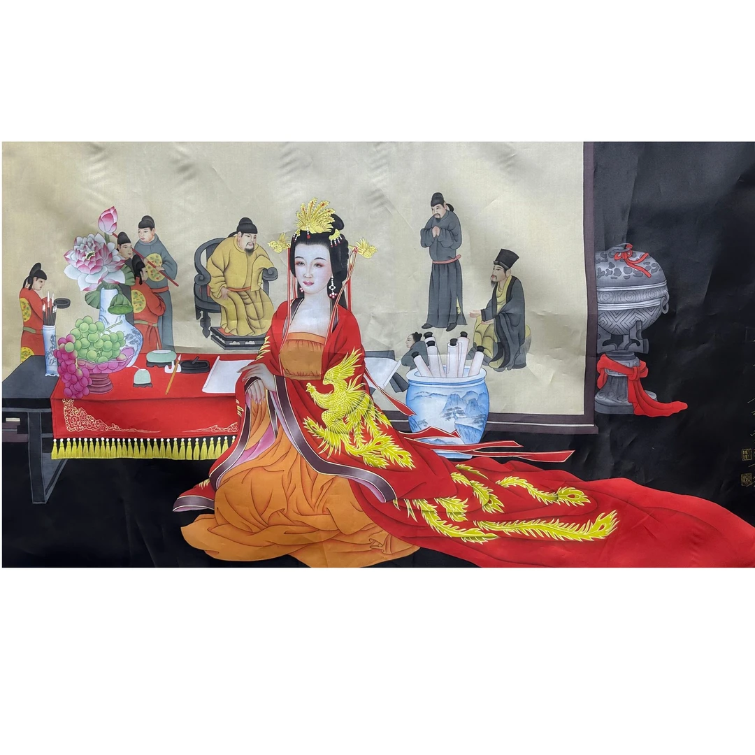 崔 人物绢本画心120x68