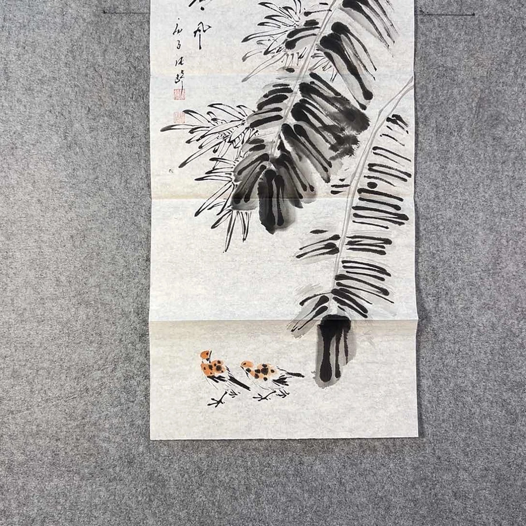 国画265 牡丹之花之叶的颜色与花色