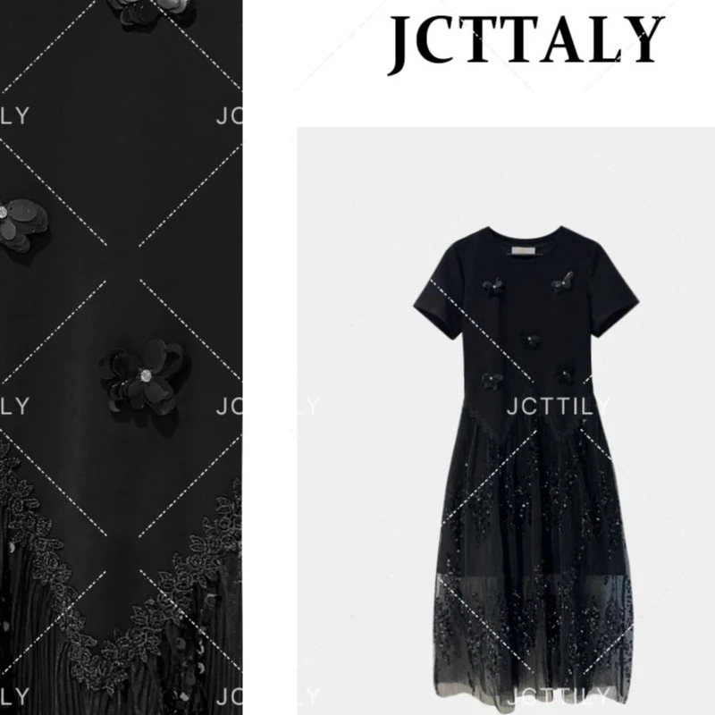 JOJO-小众大码女装气质蕾丝拼接微胖显瘦连衣裙JC-A2914