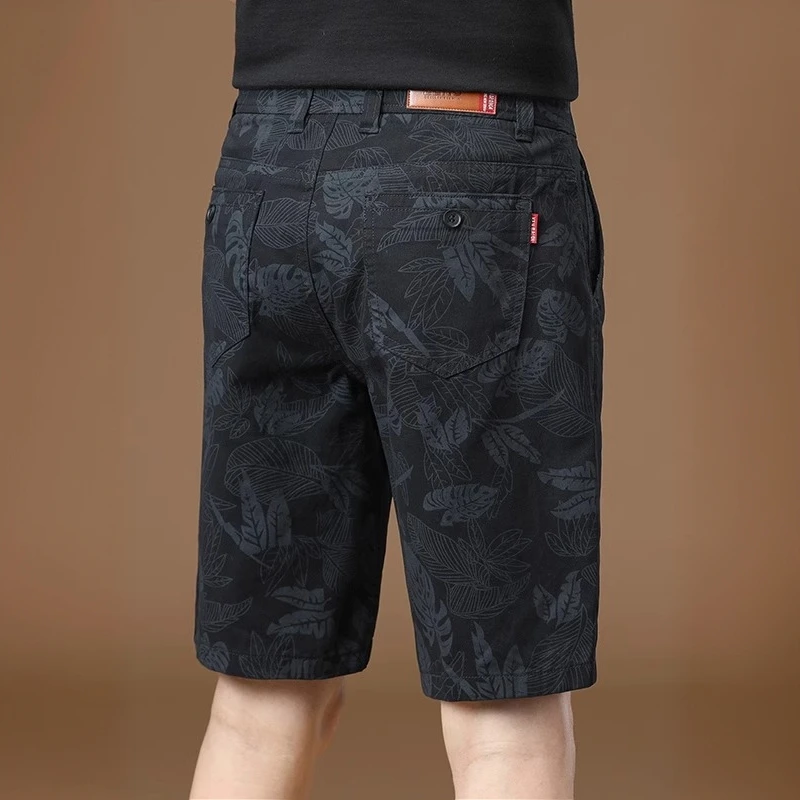巴康波劳休闲短裤男2025新款夏季薄款五六分裤纯棉印花中裤子外穿