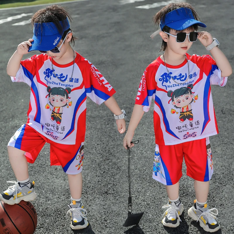 男童夏装套装2025年款宝宝夏季薄款衣服哪吒儿童服装休闲运动童装