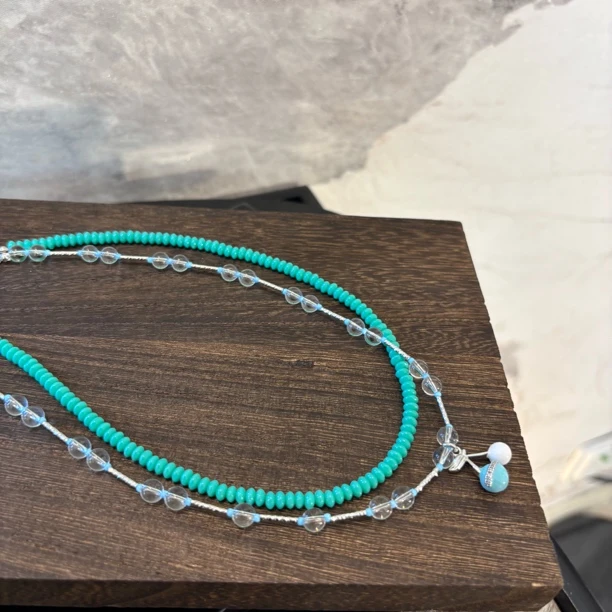 铜合金仿水晶项链 双层樱桃项链XL2864