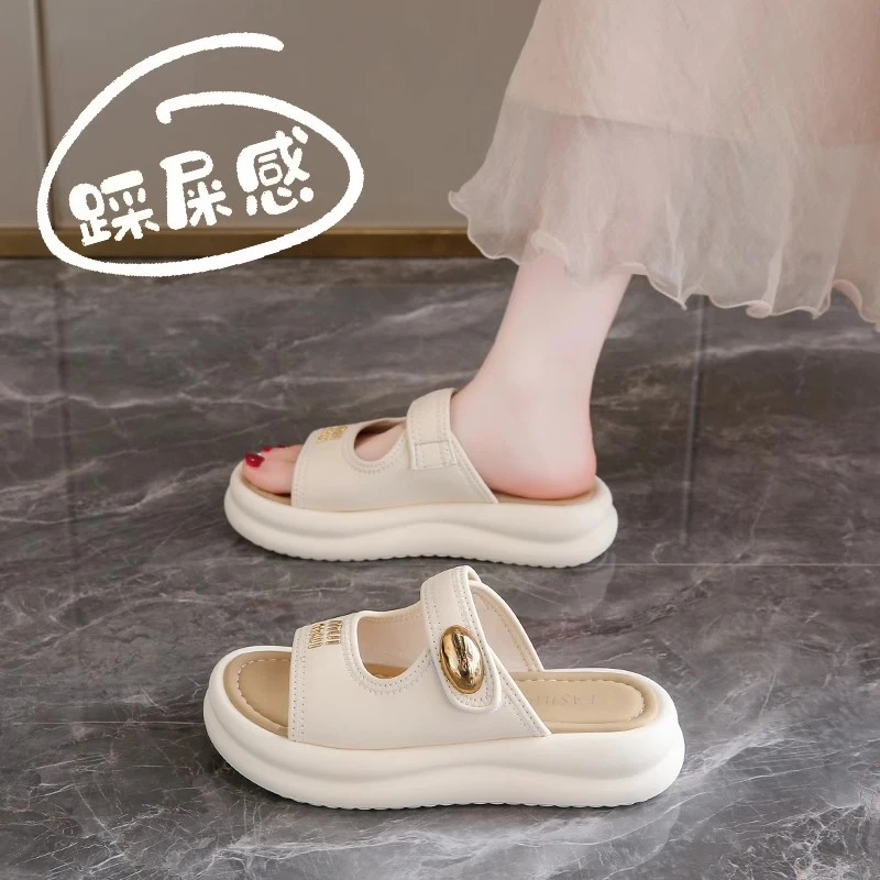 绝美厚底凉鞋女夏外穿2025新款时尚百搭魔术贴软底防滑沙滩凉拖鞋