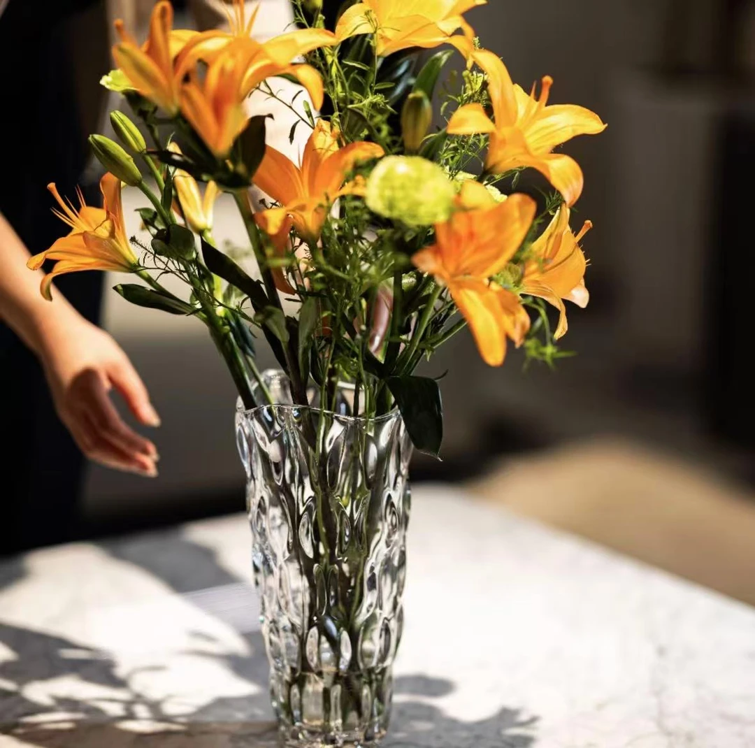简约轻奢高颜值波西米亚一级轻奢高级感专用透明玻璃花瓶鲜切花瓶