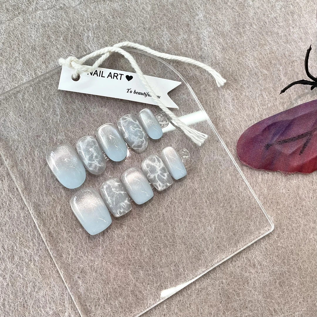新款【薄荷海盐】NAILGO 甜美可拆卸猫眼手工显白高级穿戴甲