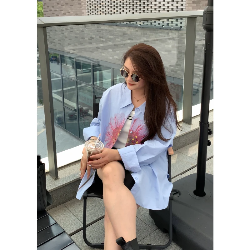 【胖佳佳】金标~微甜薄荷 重工绣花衬衫女秋季高级感衬衣P623C00130