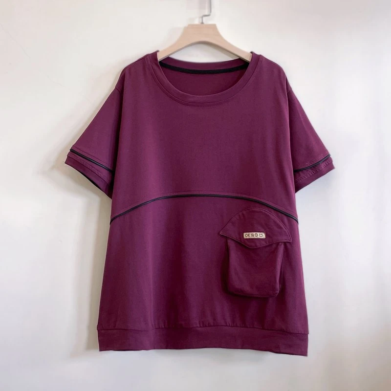 年轻中年妈妈装夏季显瘦遮肉休闲宽松短袖棉T恤2025新款YX105587