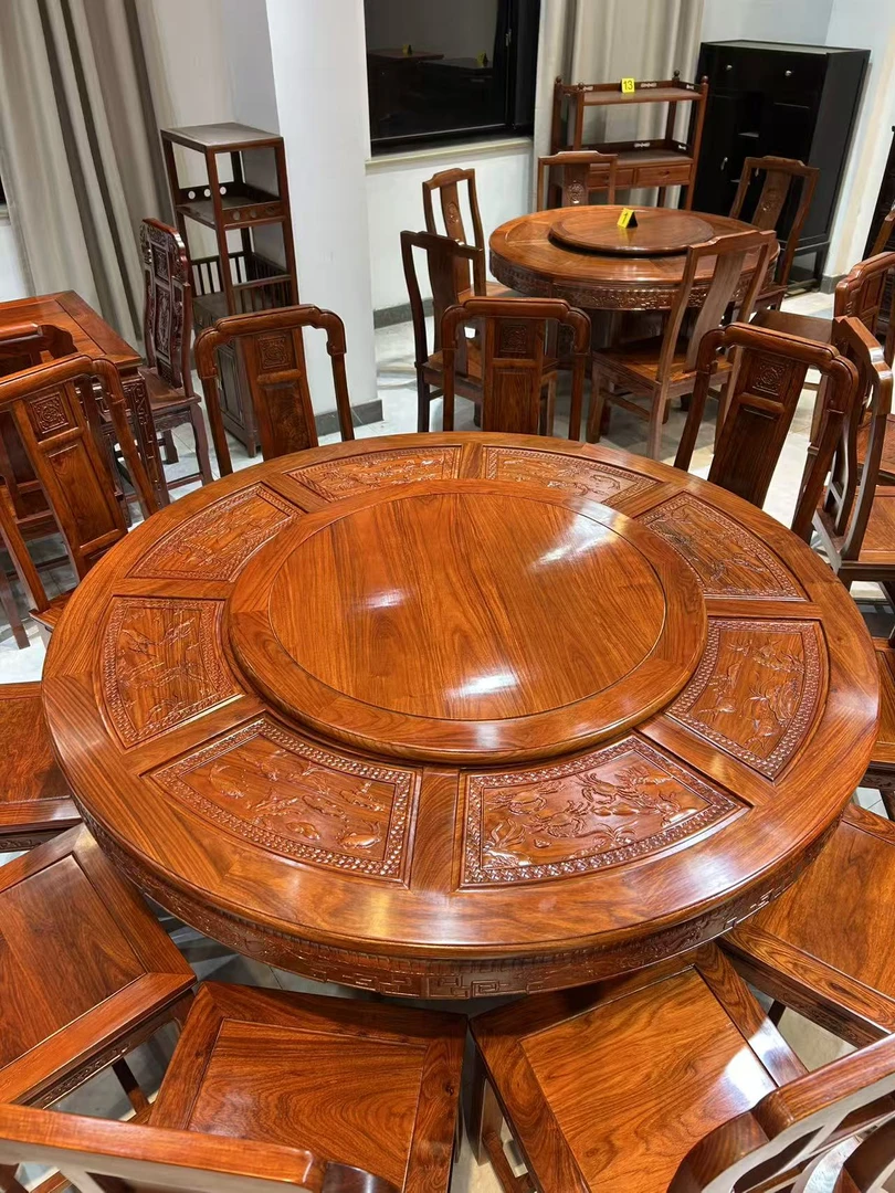 1.58米国标红木刺猬紫檀圆桌家具非洲花梨木