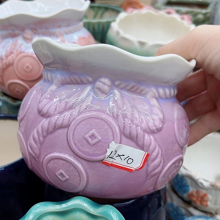 多肉绿植陶瓷花盆9.9包邮，有孔