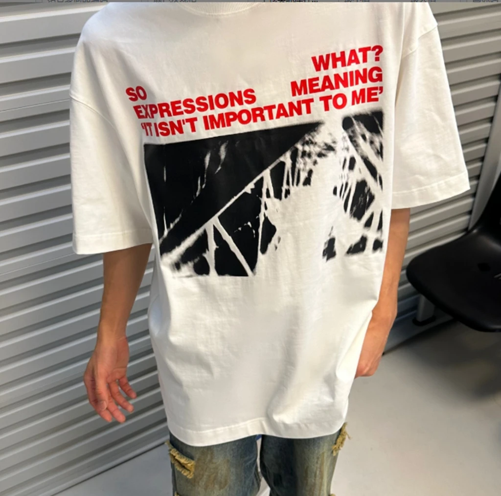 浩仔STUDIO美式夏季印花高街T恤宽松半袖潮流ins圆领短袖 1-24013