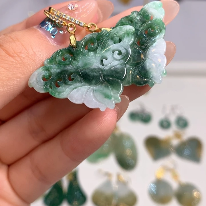 翡翠银S925镶嵌耳饰耳饰