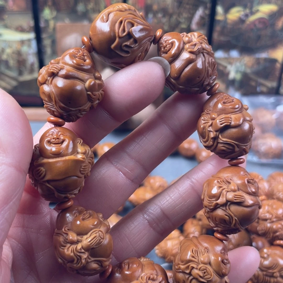 橄榄核手串二***羊水晶核弥勒