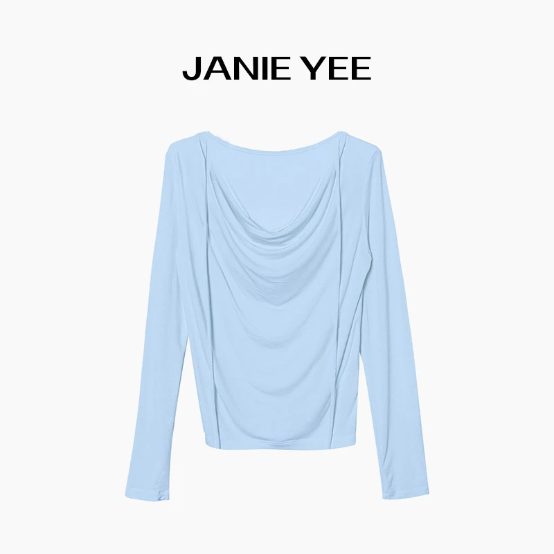Janie Yee"女神Tee" 超软亲肤荡领显瘦弹力修身打底T恤 25A0799